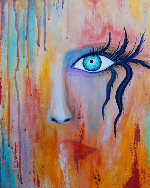 Abstract woman acrylic painting