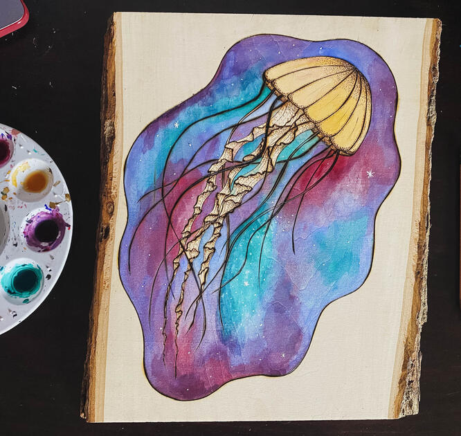 jellyfish and watercolor