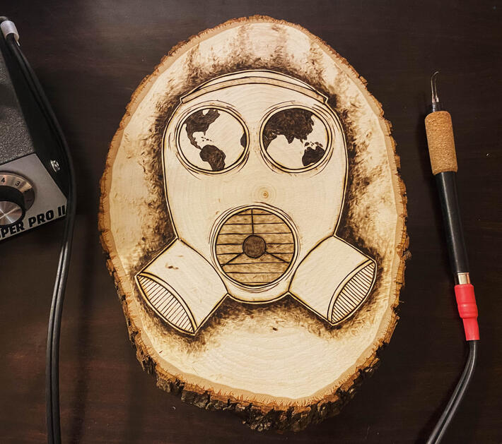 suffocating gas mask wood burn