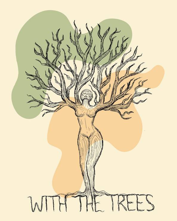 tree woman design, mother nature, woman growing into a tree digital design